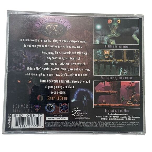 Oddworld Abe's Oddysee 1997 PC CD-ROM Computer Game Complete With Manual - Picture 2 of 5